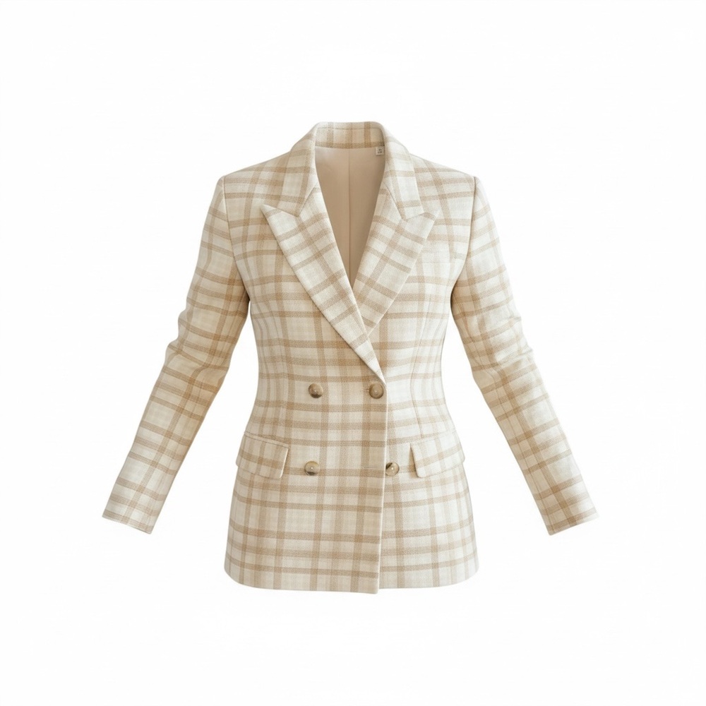 NWOT Wilfred Tan and Cream Plaid Blazer - Picture 2 of 16